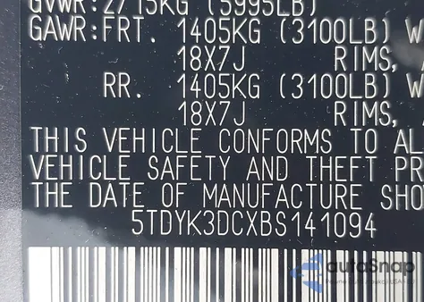 2011 Toyota Sienna Limited V6 from USA, damaged, VIN 5TDYK3DCXBS141094